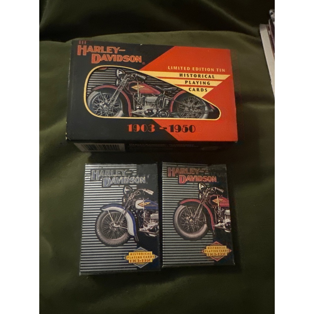 Harley-Davidson Historical Playing Cards 1903-1950 Limited Edition Tin 2 Decks